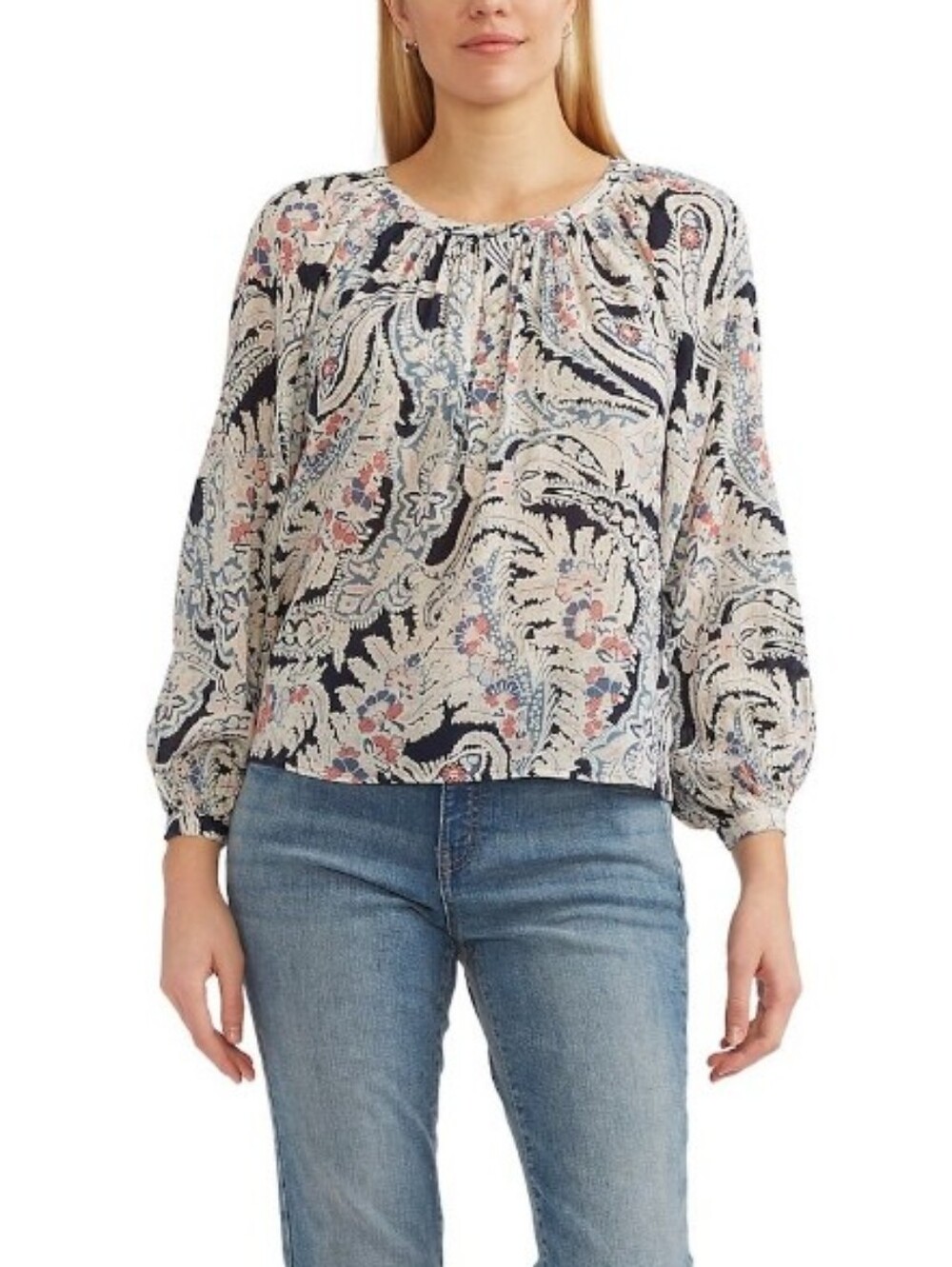 Chaps Multicolor Long Sleeve Summer Boho Top New With Tags